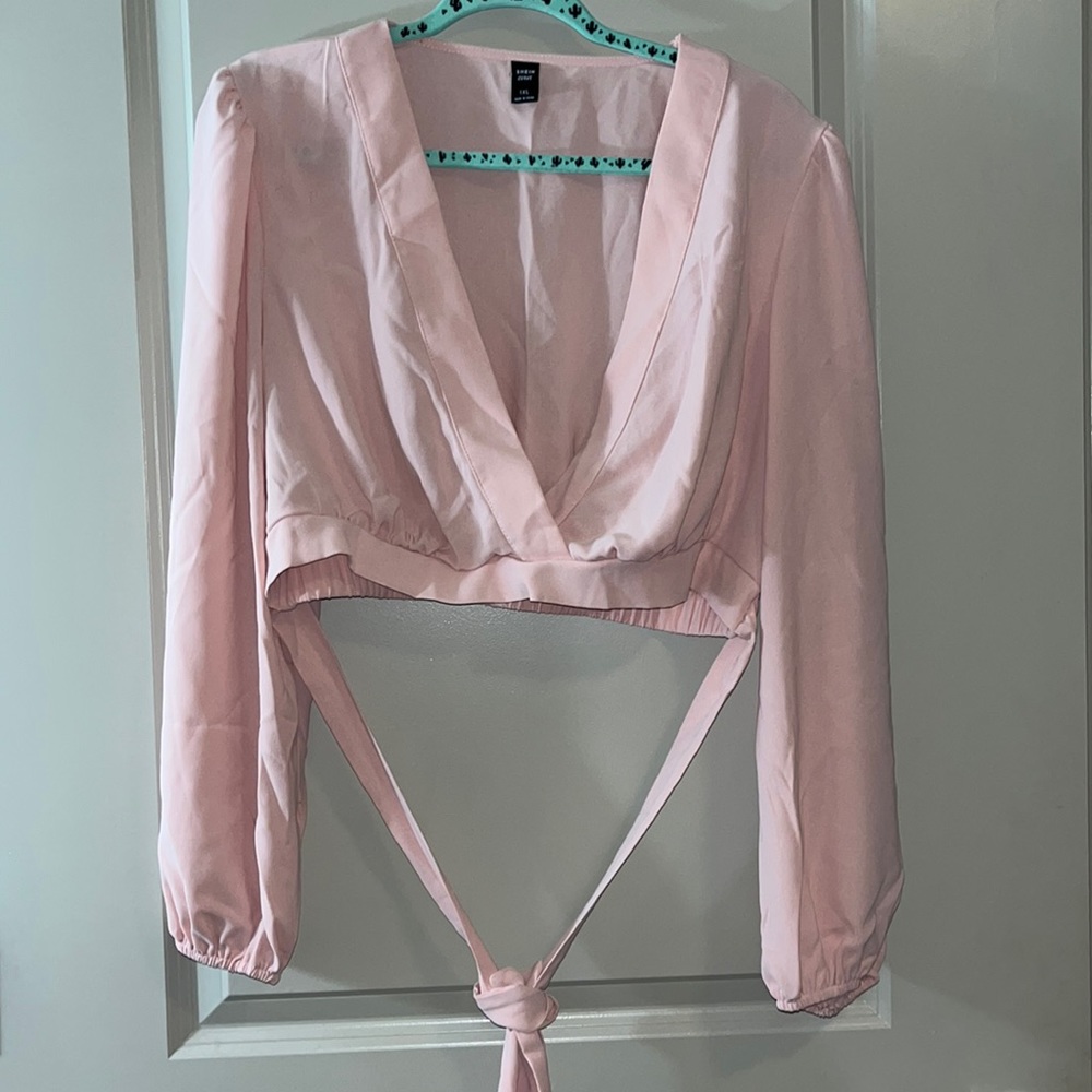 Brand new shein curve deep V plunge sleeve blouse